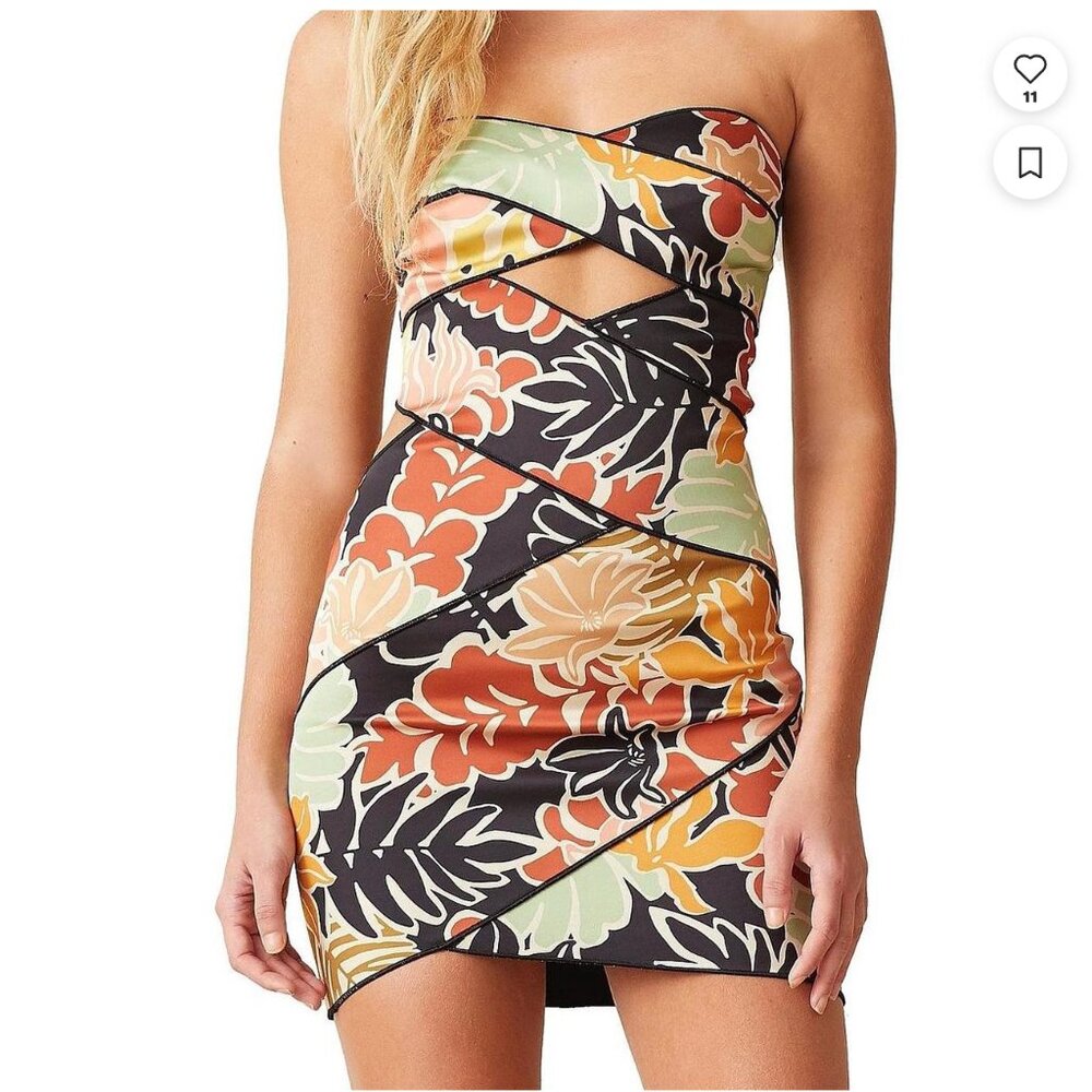 Bec & Bridge Floral Mini Cutout Dress